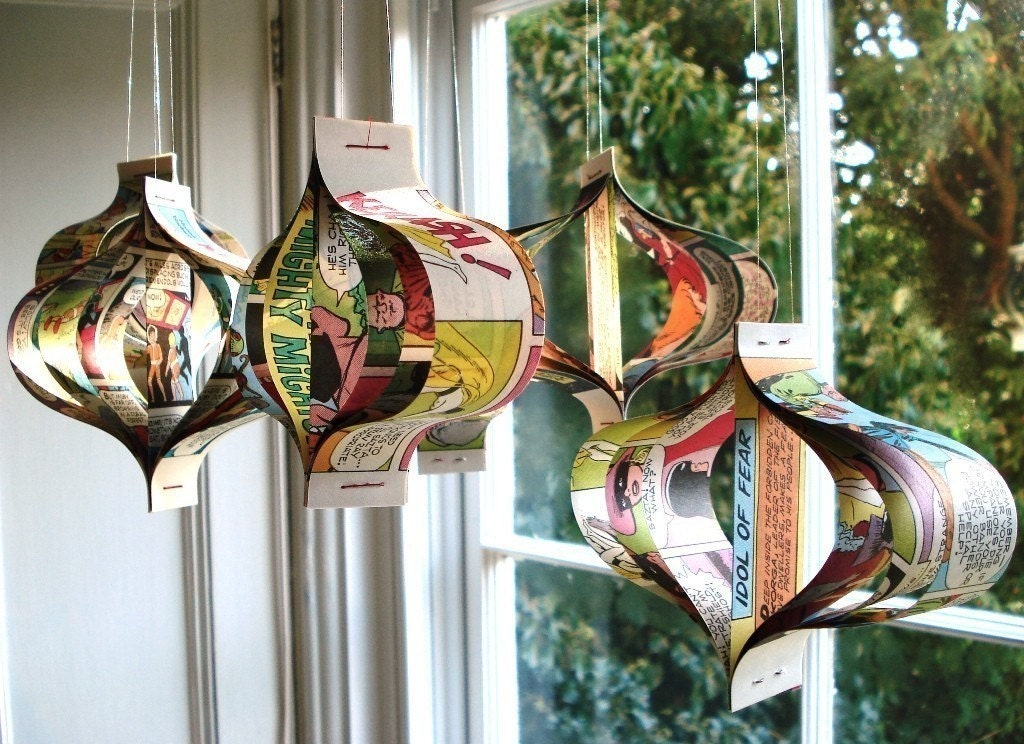 Comic book hanging room ornaments