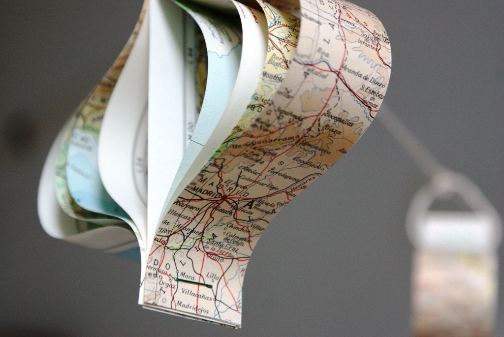 Paper garland - recycled map