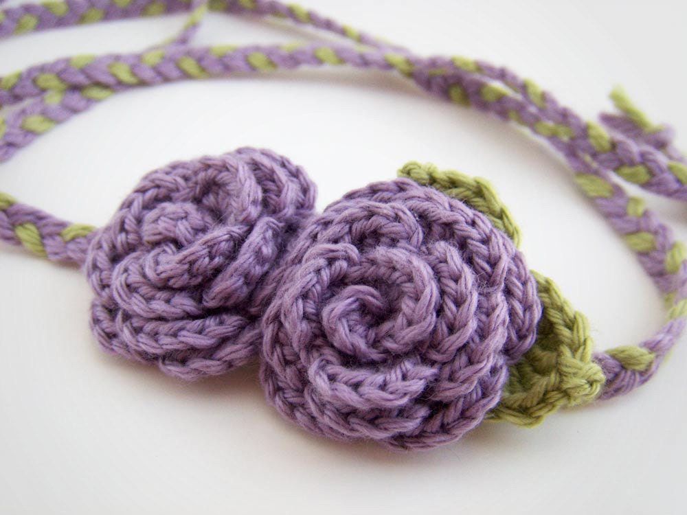 Baby Flower Headband in Lavender Purple and Green