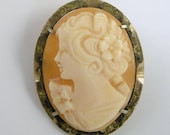 800 Silver Genuine Shell Cameo Brooch