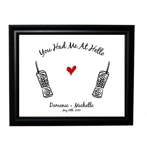 Valentine's Day Print- You Had Me At Hello - Our first chat on the phone 8x10 print EtsyXO