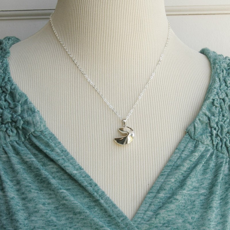 Sterling Silver Fortune Cookie Necklace - Locket Style, Holds a Personalized Message