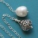 Pearl and Sterling Silver Filigree Teardrop Lariat