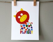 Baby Nursery Art, Pig, Baby Shower Gift 5x7