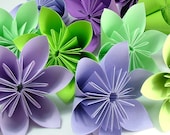 Origami Flowers - 20pcs - Purple and Green