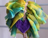 Fascinator, Headband, Silk, Purple Heart, Lace, Yellow, Blue, Green, One of A Kind Handmade