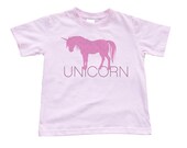 Little Girl Unicorn Design on Soft Pink Toddler T shirt