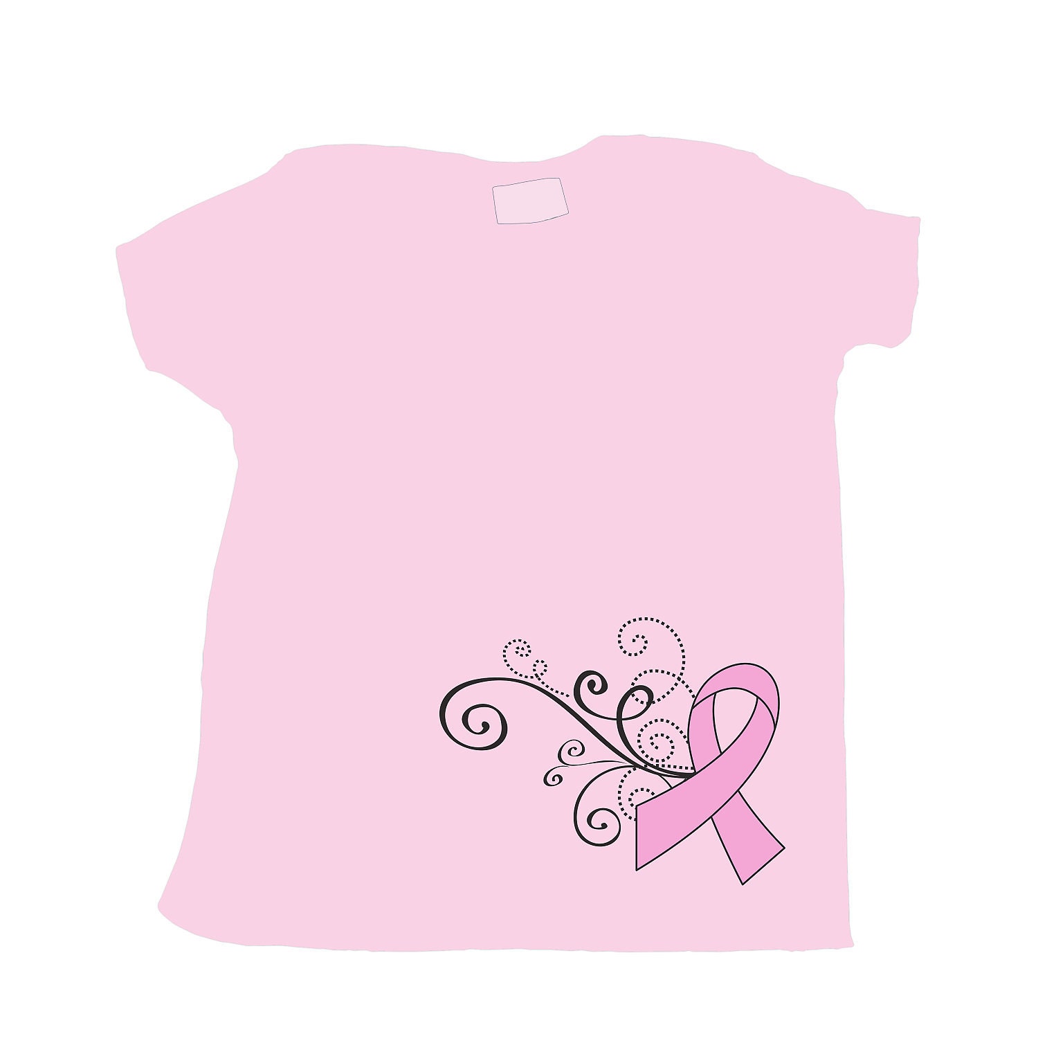 Breast Cancer Awareness Pink Ribbon on Light Pink T Shirt