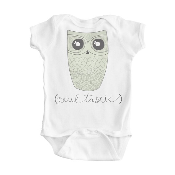 Baby Owl tastic Print White Baby Bodysuit