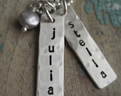 Personalized hammered name tags necklace