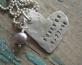 Personalized hand cut hammered heart necklace