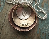 Personalized 'mixed metal layered discs' necklace