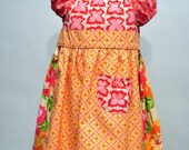 Girl's Apron Dress, Peasant Dress, Children Clothing, Girl Dresses, Child, Toddler, Pink, Orange, Infant, 18-24 mos., Size 2T 3T 4T 5 6 7 8