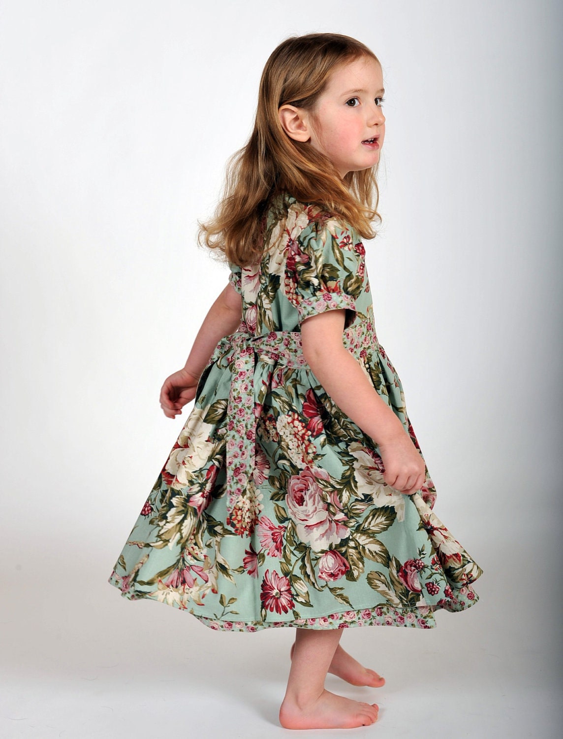 Girls Vintage-Inspired Dress, Easter Dress, Children Clothing, Toddler Easter Dress, Child, Girls, size 2T 3T 4T 5 6 7 8 9 10, Red, Green