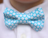 The Beau- retro aqua dot double stacked bow tie- for boys of all ages