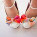 The Belle- preppy plaid fabric shoe clip bows- fuchsia, orange, and teal