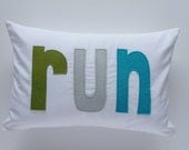 Run Pillow - Green, Gray, Aqua