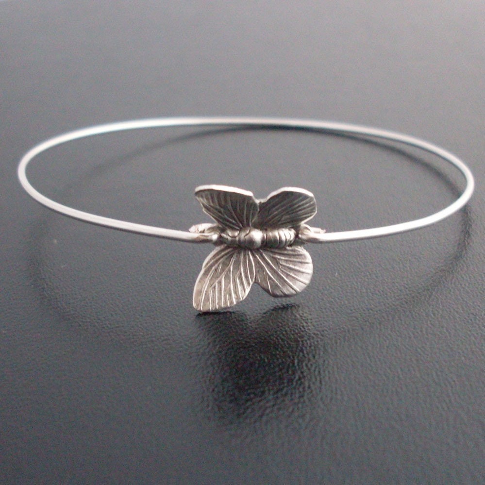 Little Butterfly Bracelet, Silver Butterfly Bangle, Butterfly Charm Bracelet, Butterfly Wedding, Butterfly Jewelry, Dainty Bangle Bracelet