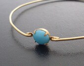 Turquoise Bracelet Virginia - Gold and Turquoise Bracelet, Blue Turquoise Jewelry, Turquoise Bangle Bracelet, Turquoise and Gold Jewelry