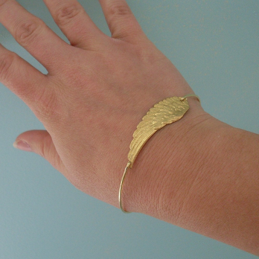 Angel Wing Bracelet, Angel Wing Jewelry, Angel Wing Bangle Bracelet, Angel Bracelet, Gold Bracelet, Gold Bangle Bracelet, Angel Jewelry
