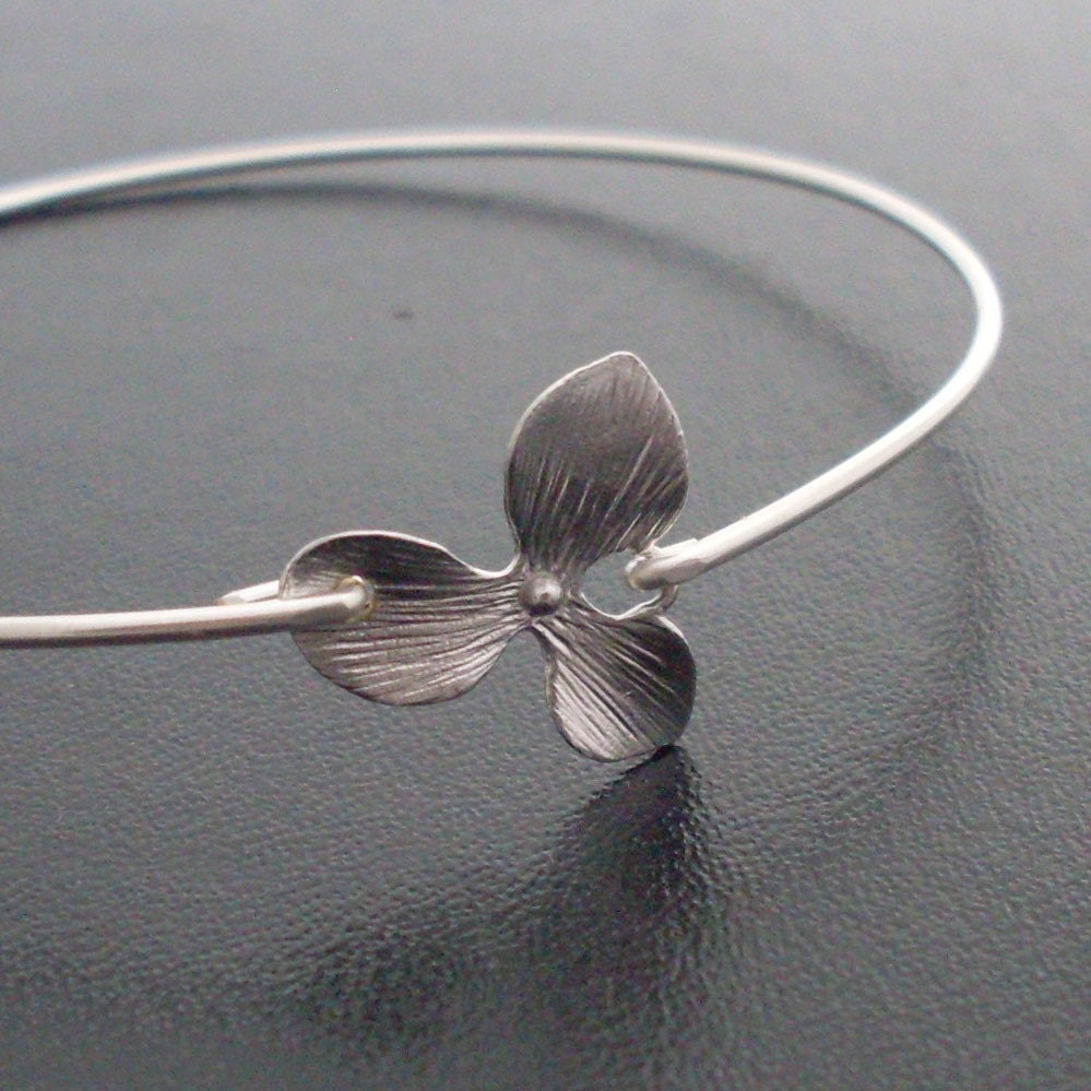 Silver Orchid Bracelet, Orchid Flower, Delicate Bangle, Delicate Bracelet, Delicate Jewelry, Delicate Silver Bracelet, Silver Orchid Jewelry
