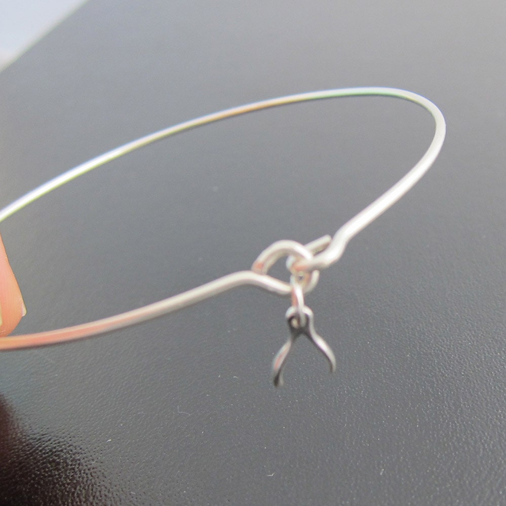 Make a Wish Bracelet, Wish Bone Bangle, Wish Bone Bracelet, Sterling Silver Bangle Bracelet, Sterling Silver Bracelet, Make a Wish Jewelry