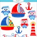 Digital clip art.  for all use,Sailboat and owls