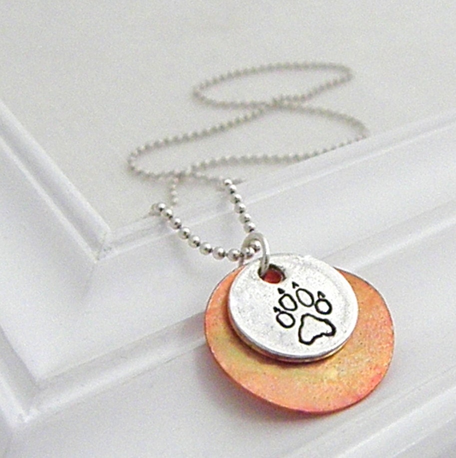 Wolf Paw Necklace - Hand Stamped Silver Mascot Necklace with Shell Pendant on Etsy