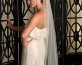 Veil Length Waltz with Raw Cut Edge - White, Diamond White, Ivory or Champagne Colors Available
