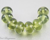 Gooseberry Green Lampwork Glass Spacer Beads, Handmade Jewelry Supplies, SRA