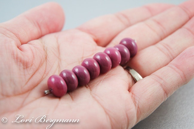 Raspberry Pink Lampwork Spacer Beads, Glass, Handmade SRA