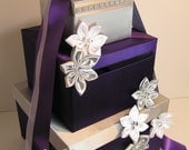 Wedding Card Box Gift Card Box Money Box  Holder--Purple and Silver or Customize your color