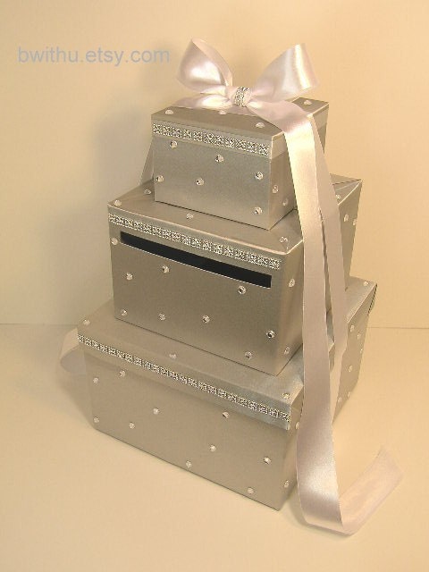 Silver Wedding Card Box Gift Card Money card Box Holder-Customize your color