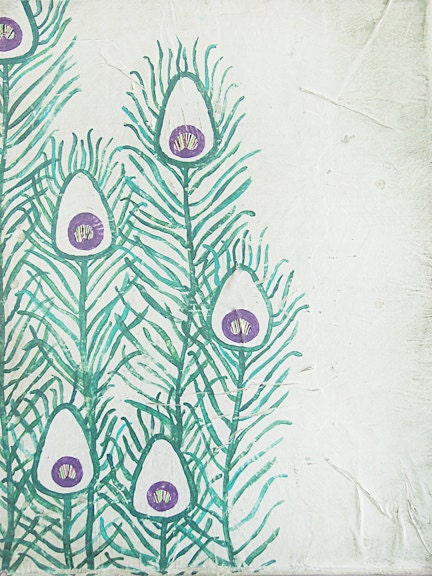 Distressed Peacock Feathers on Canvas - optional sizing