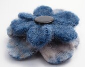 Blue Flower Hair Clip, Eco Friendly Wool Felt, Hair Accessory, Photography Prop