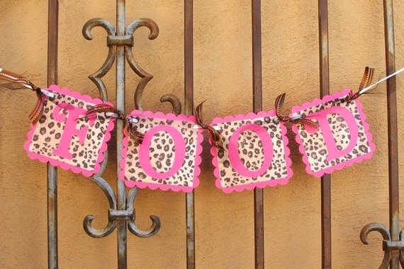 Trio Banner Set: GIFTS, FOOD, SWEETS - Hot Pink & Leopard Banners - Set of 3 banners