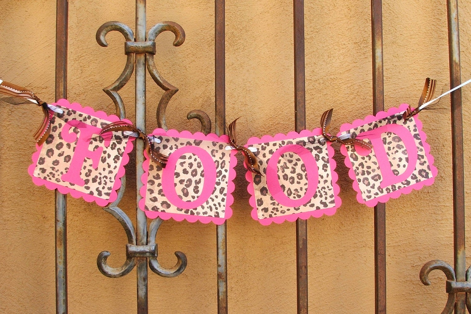 Trio Banner Set: GIFTS, FOOD, SWEETS - Hot Pink & Leopard Banners - Set of 3 banners