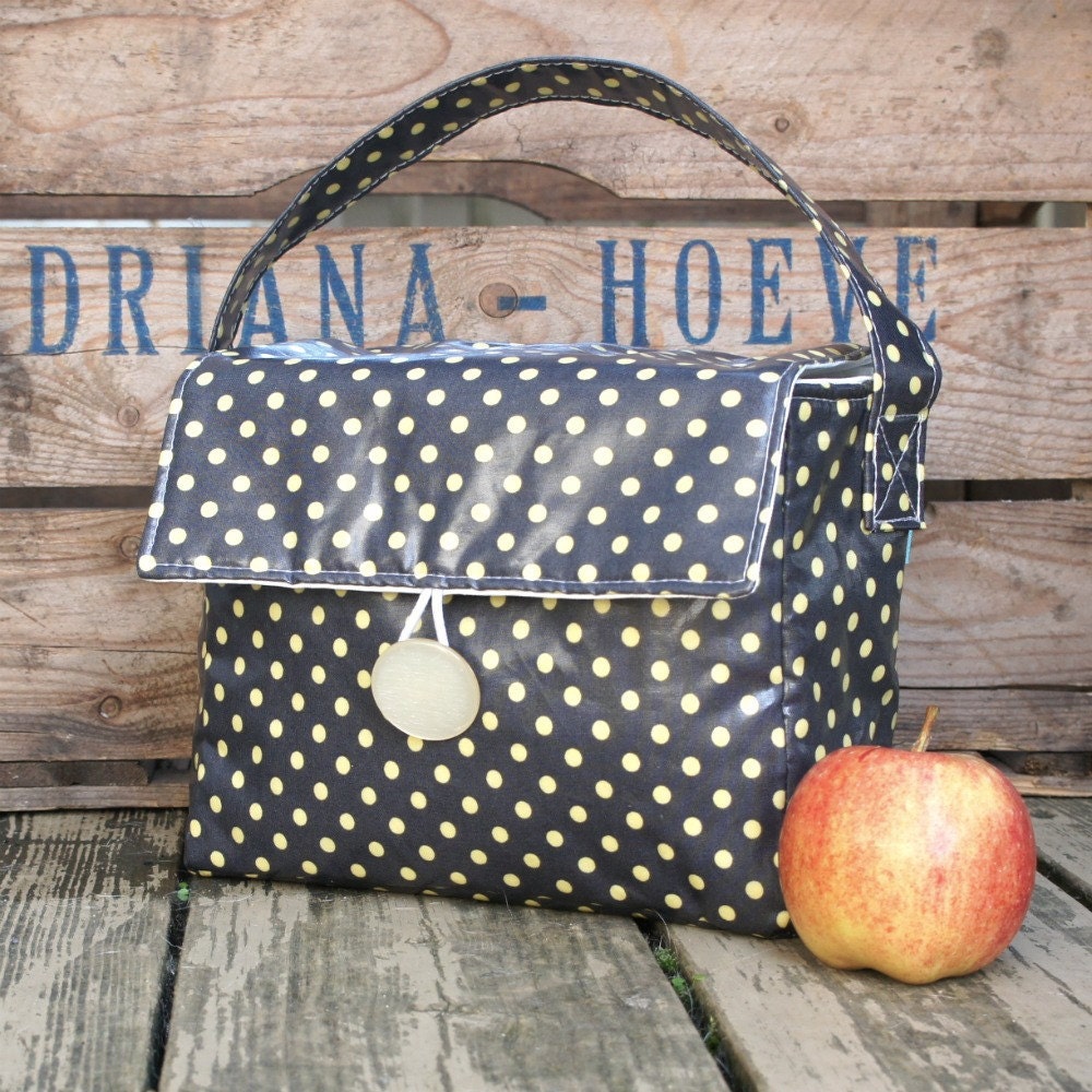 INSULATED Lunch Bag Short Box in Lemon Drop with ZIPPER