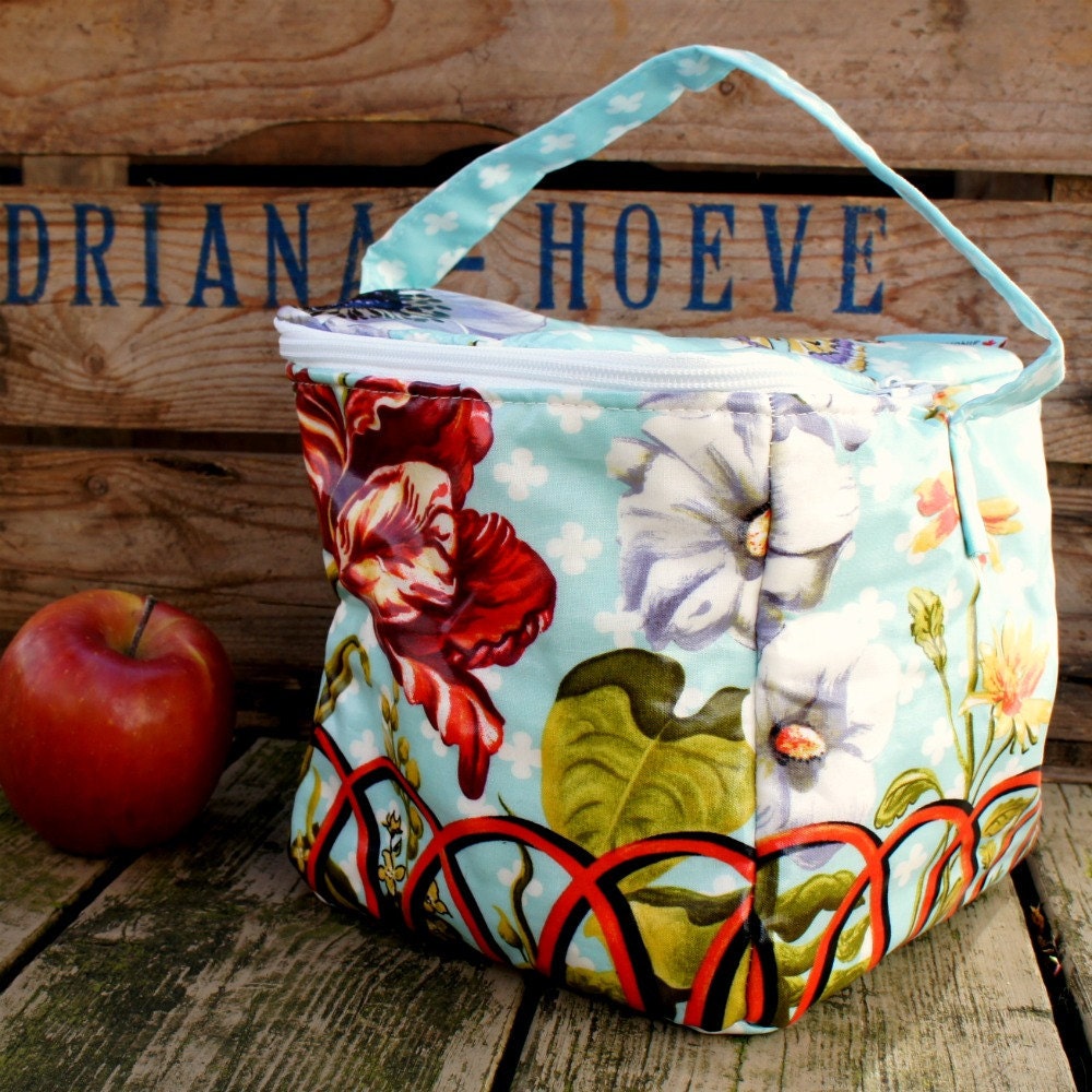 INSULATED Big Bento Box Lunch Bag in Garden Gate