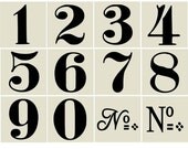 Maison de Stencils  - for painting wood signs walls pillows -   Old World STYLE Numbers for addresses ....  French Burlap Feedsack  Pillows   Shabby Chic cottage chippy 12 small stencils 3. x 3. each
