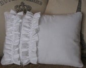 White pillow cover with double shabby ruffle 12"x16"