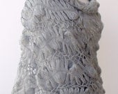 Grey Bridal Lilies Mohair Shawl - Ready For Shipping