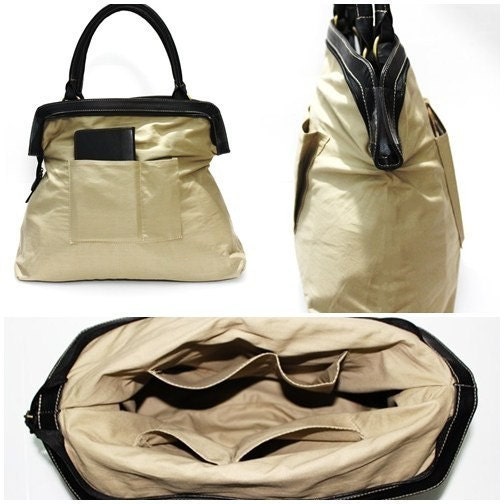 Handbag, Diaper bag,  Women bag, Travel bag, Black white denim