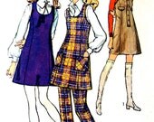 70s Jumper A-Line Dress & Pants Vintage Sewing Pattern Simplicity 8981 Bust 32