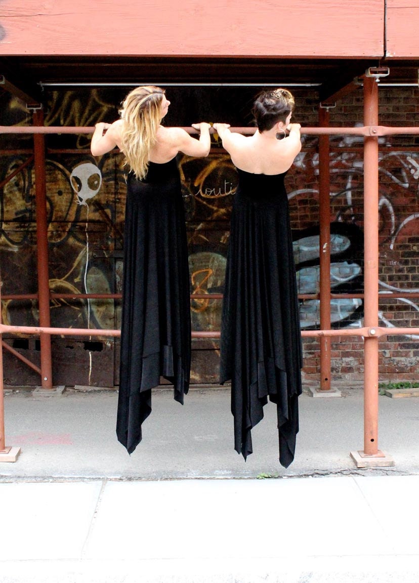 strapless maxi dress with cascading hem