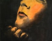 Original Charcoal Sketch/Painting - Under a Lamp