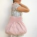 Smocked Gingham Pleated Bag- Vintage wool Fabric and Leather Strap