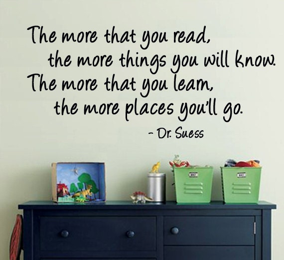 Dr Seuss Wall Decal - The more you read the more you know EXTRA LARGE - Childrens Wall Decal