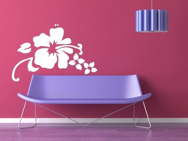 LARGE Hibiscus Beach Vinyl Decal Original Decomod Walls