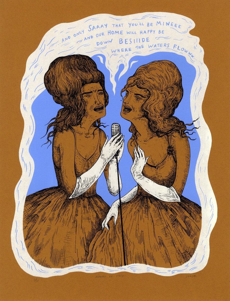 Cinnamon Old-Timey Murder Ballad, Screenprint, Hand-printed, Limited Ed.